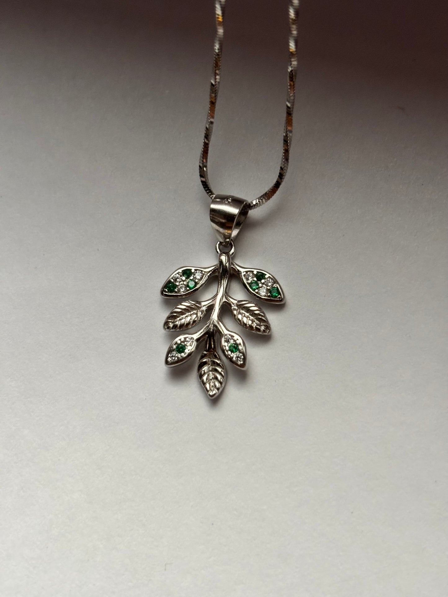 Nature's Whisper: 925 Silver Leaf Pendant with Chain for Her
