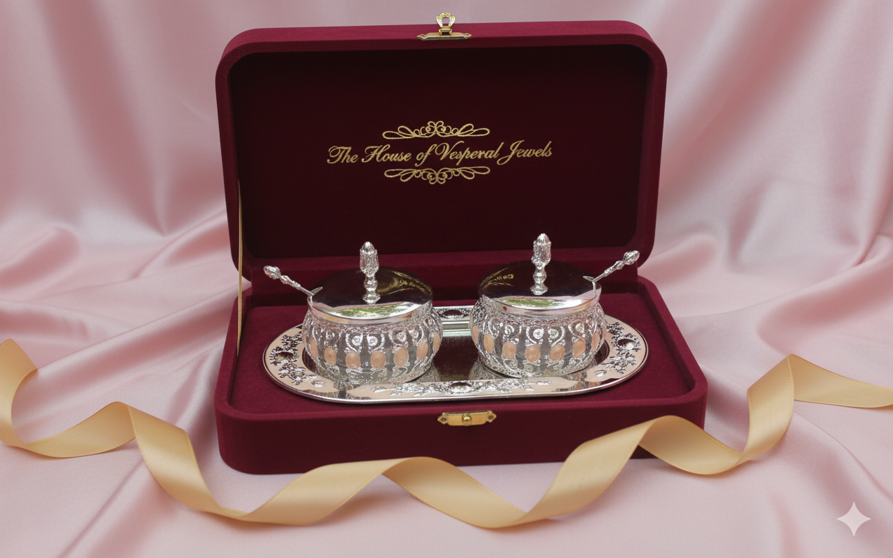 Vintage Silver Plated Container Set with Serving Tray