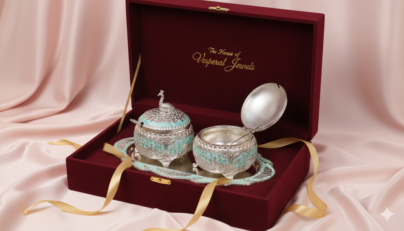 Silver Plated Bowl Set with Serving Tray