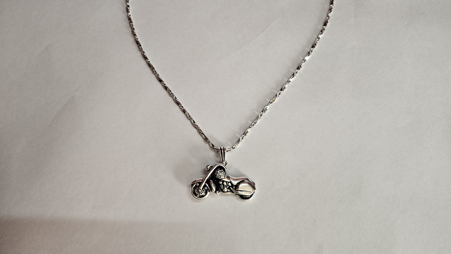 The Biker's Charm: 925 Silver Pendant for Men