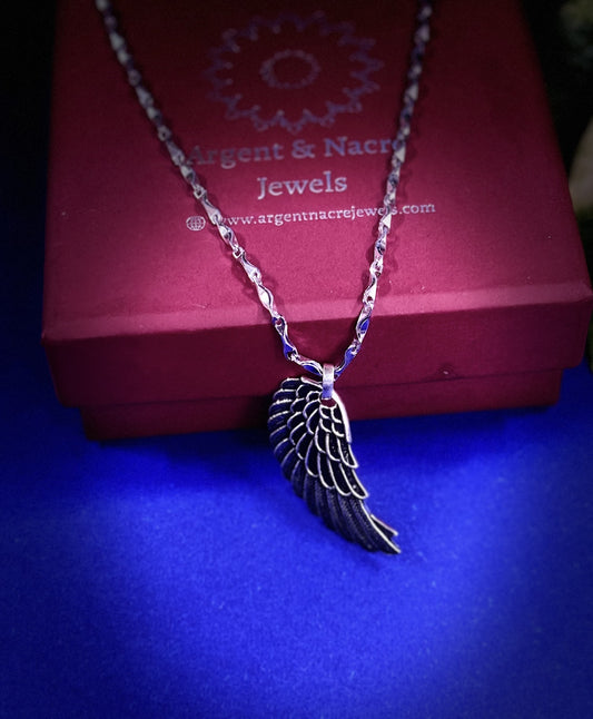 Guardian Angel: Sterling Silver Wing Necklace for Men
