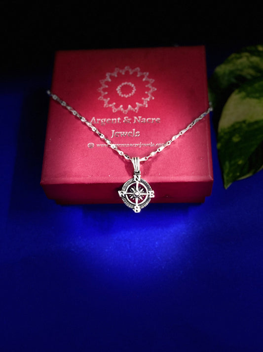 The Explorer's Charm: Men's Silver Compass