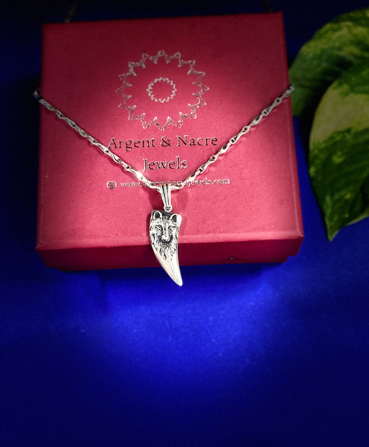 Alpha & Blade: Men's Sterling Silver Wolf Sword Charm with Chain