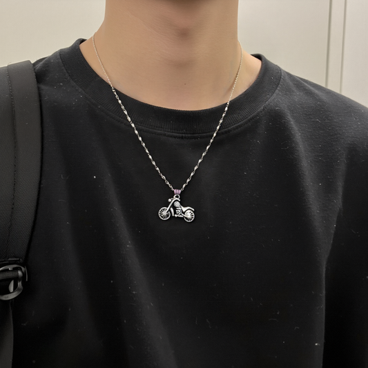 The Biker's Charm: 925 Silver Pendant for Men