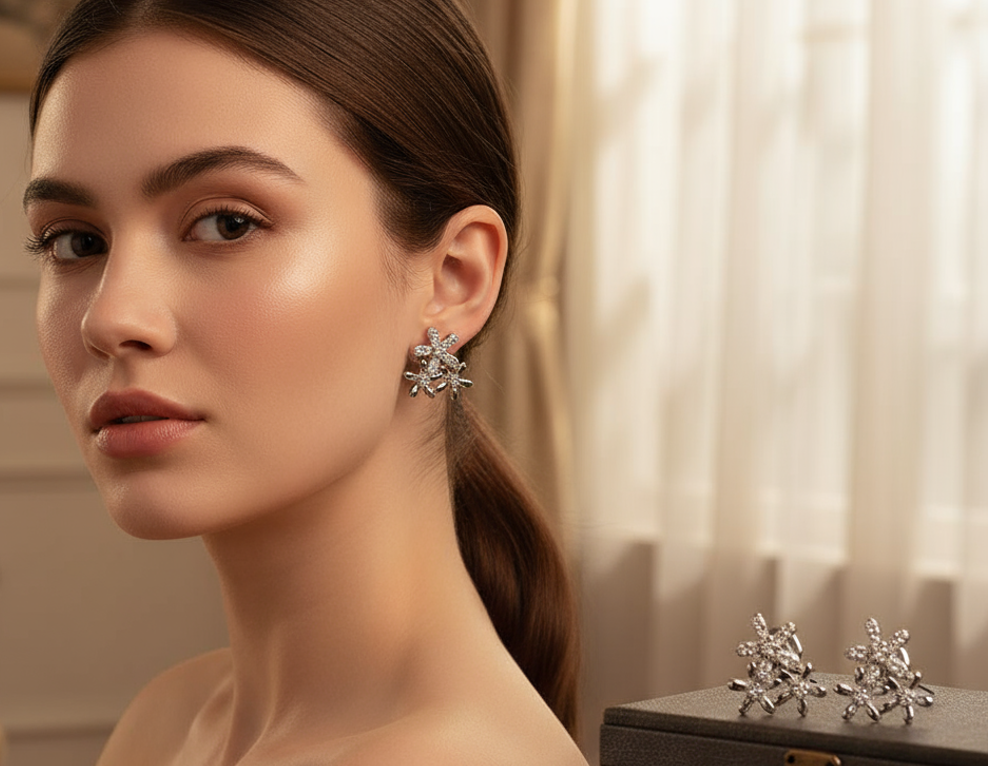 925 Silver - 3 Flower Earring