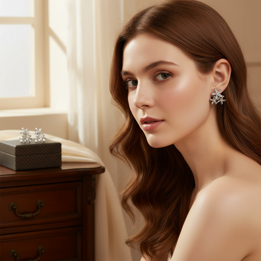 925 Silver - 3 Flower Earring