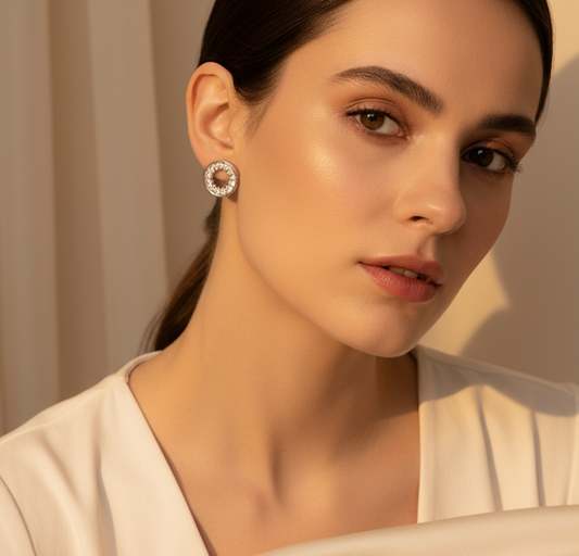 Classic Glamour: Sterling Silver Circular Studs