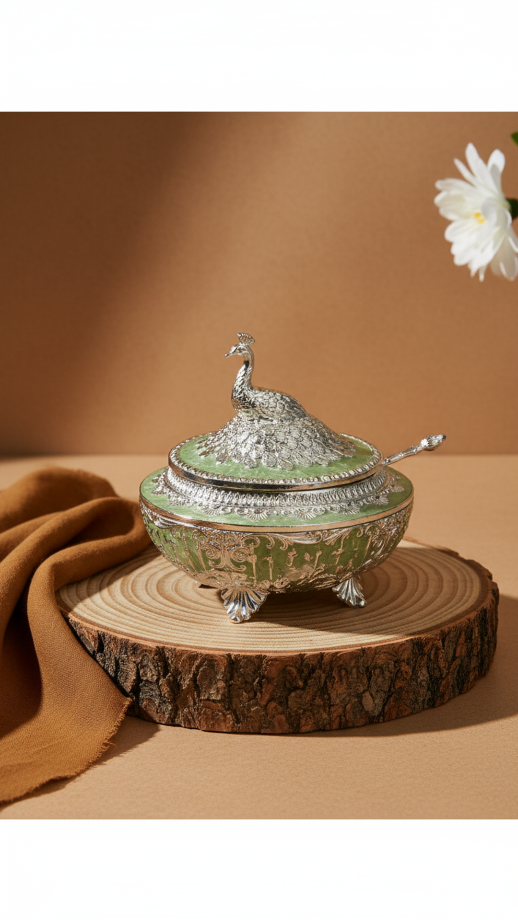 Vintage Silver Plated Peacock Bowl
