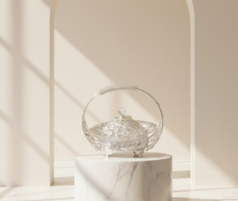 Silver Plated Basket with Handle