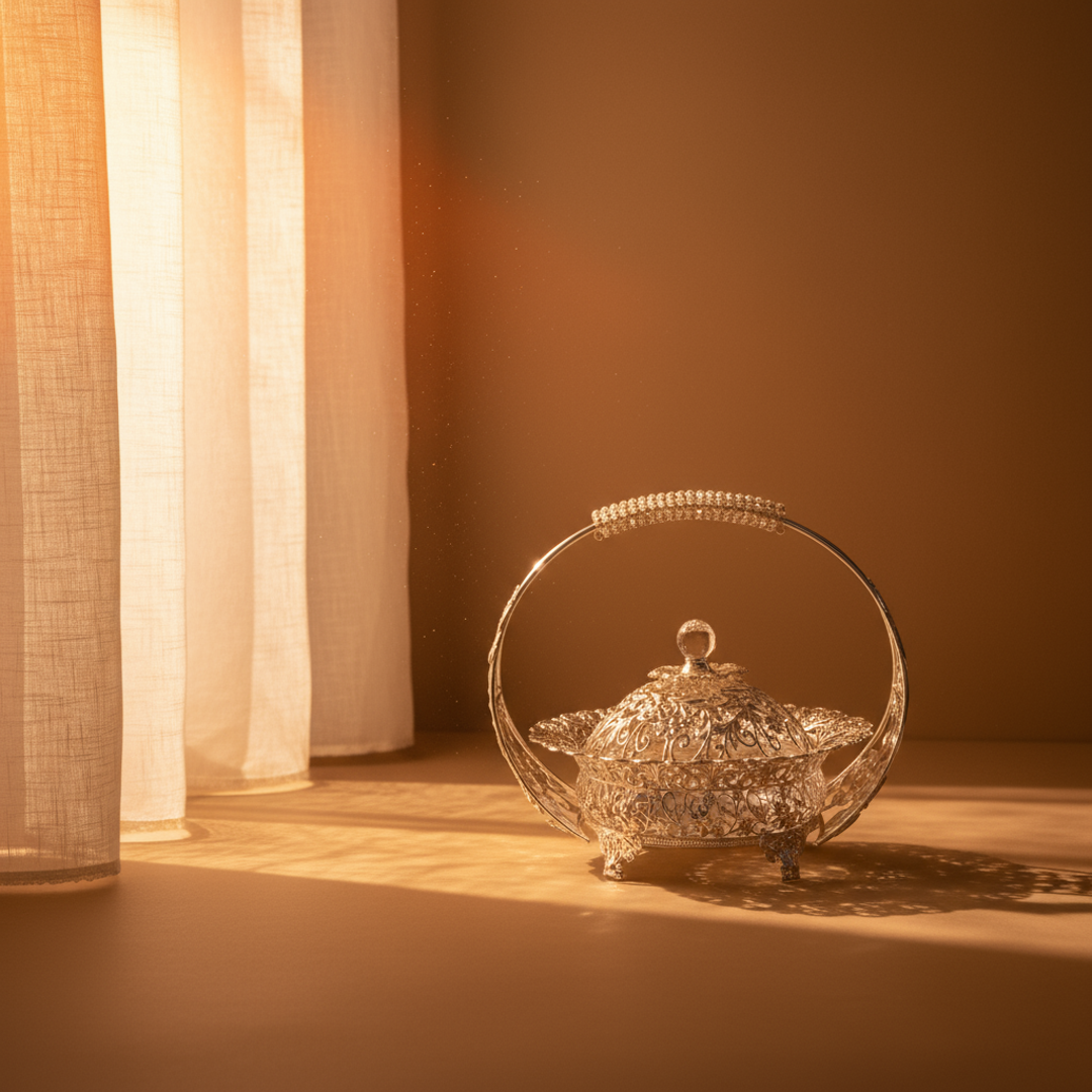 Silver Plated Basket with Handle