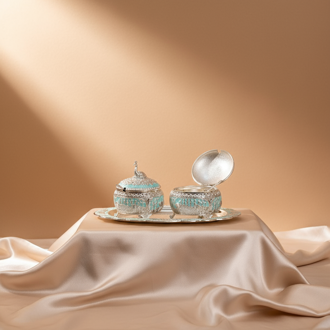Silver Plated Bowl Set with Serving Tray
