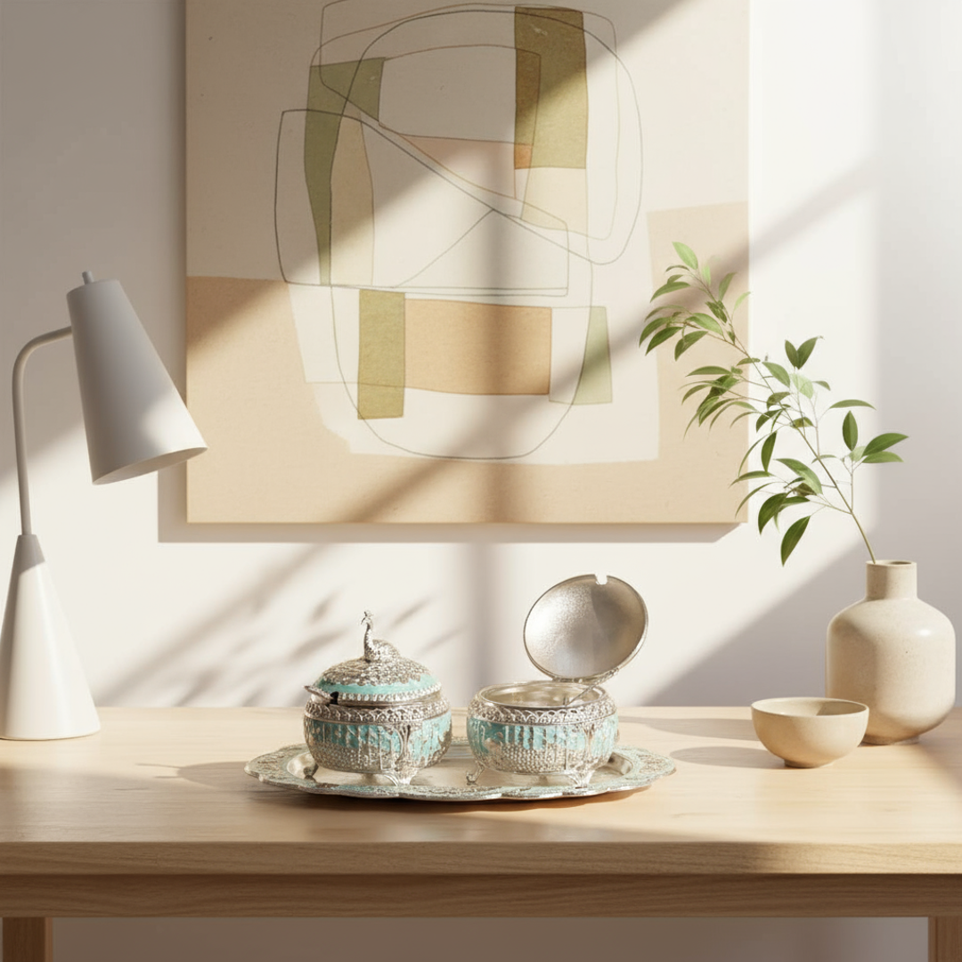 Silver Plated Bowl Set with Serving Tray
