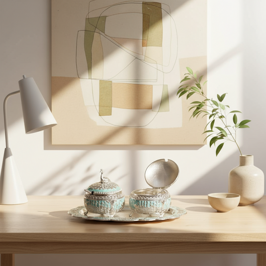 Silver Plated Bowl Set with Serving Tray