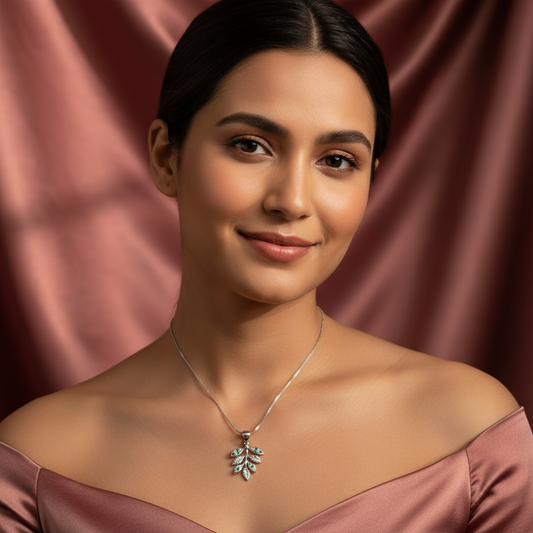 Nature's Whisper: 925 Silver Leaf Pendant with Chain for Her